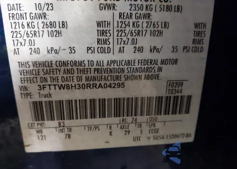 2024 Ford Maverick Xlt z USA, uszkodzony, nr VIN 3FTTW8H30RRA04295